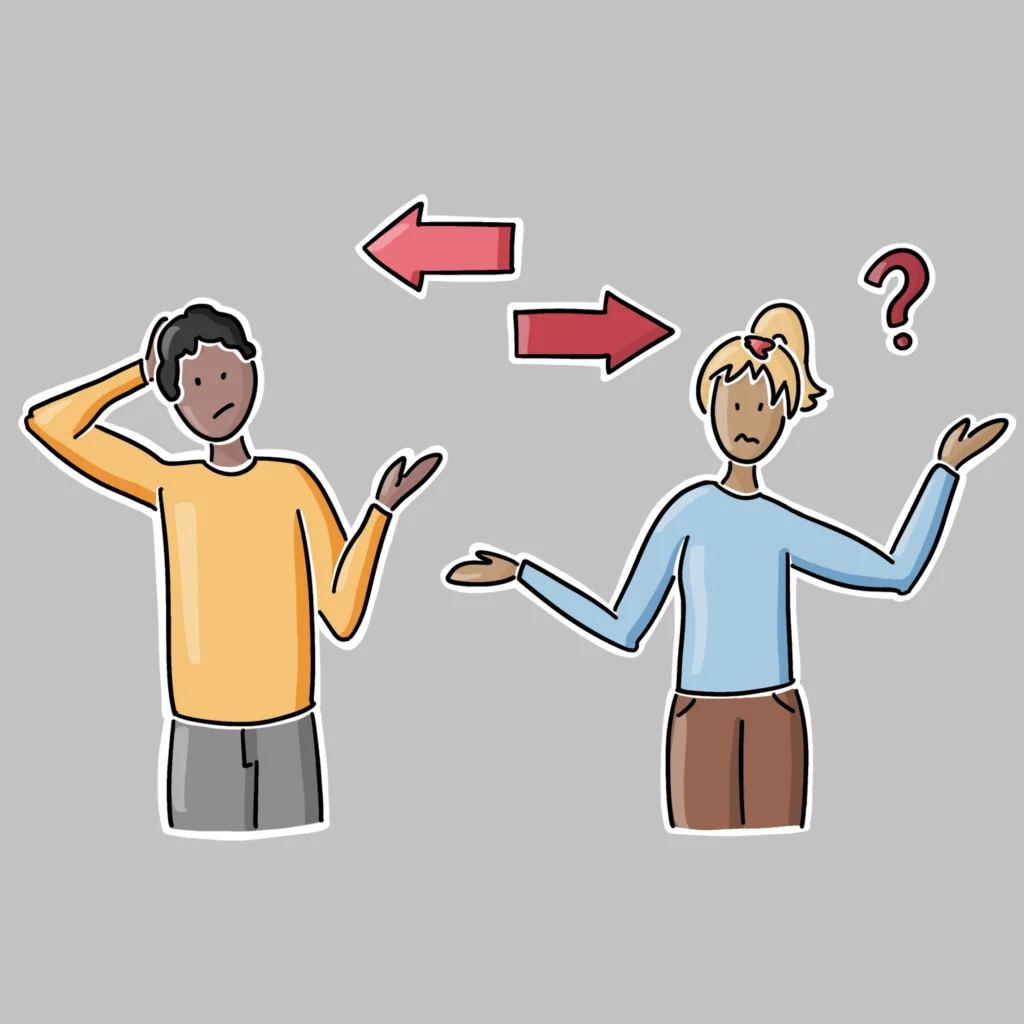 The graphic shows two individuals experiencing discomfort without knowing the cause.